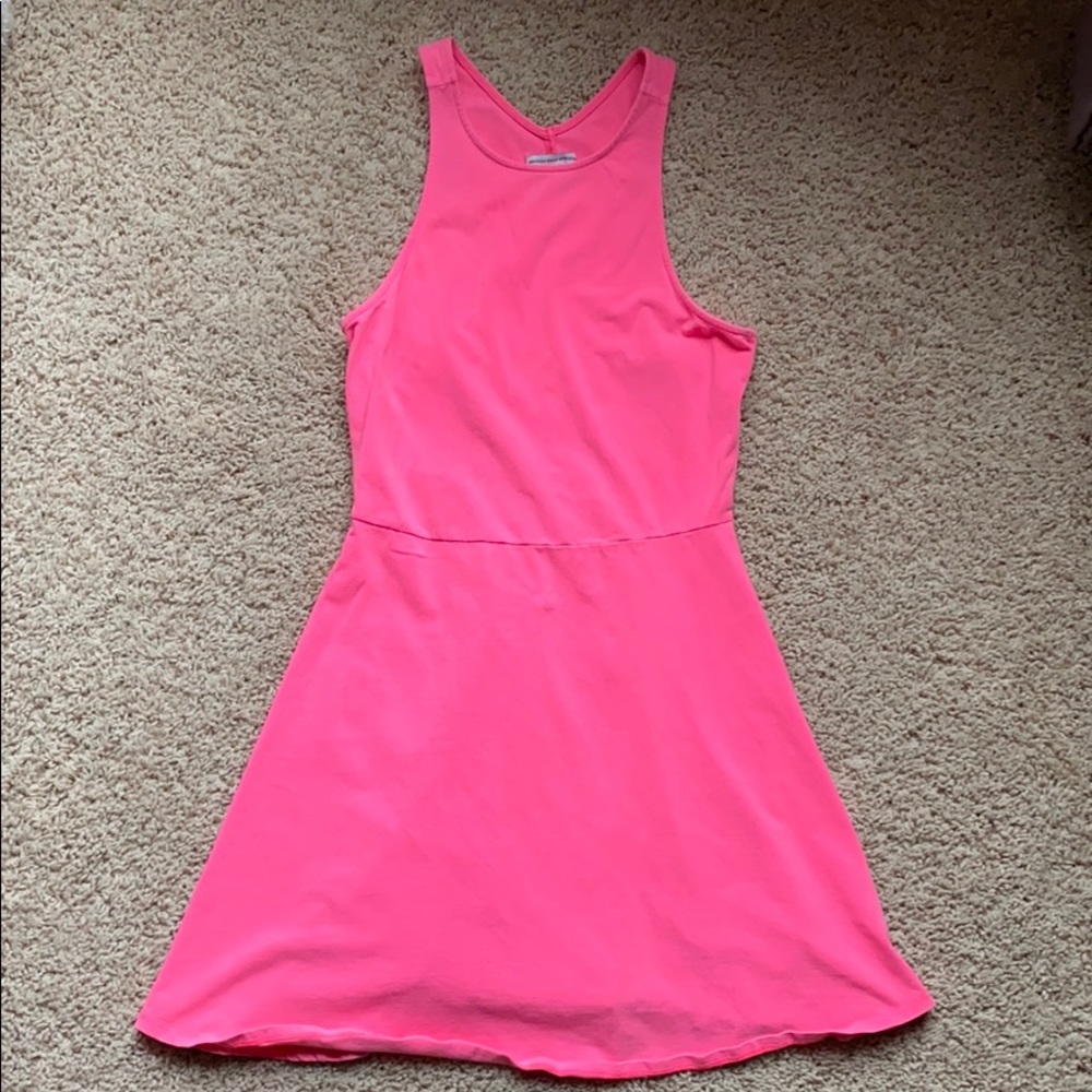High neck neon halter dress
